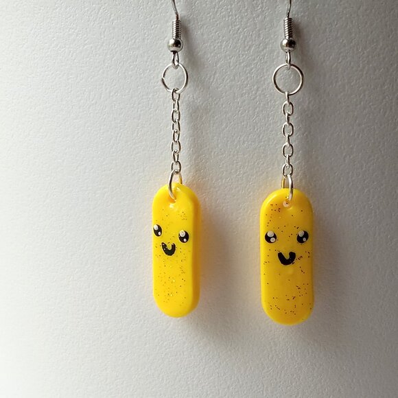 Handmade Dangle Happy Face Earrings - Picture 2 of 11